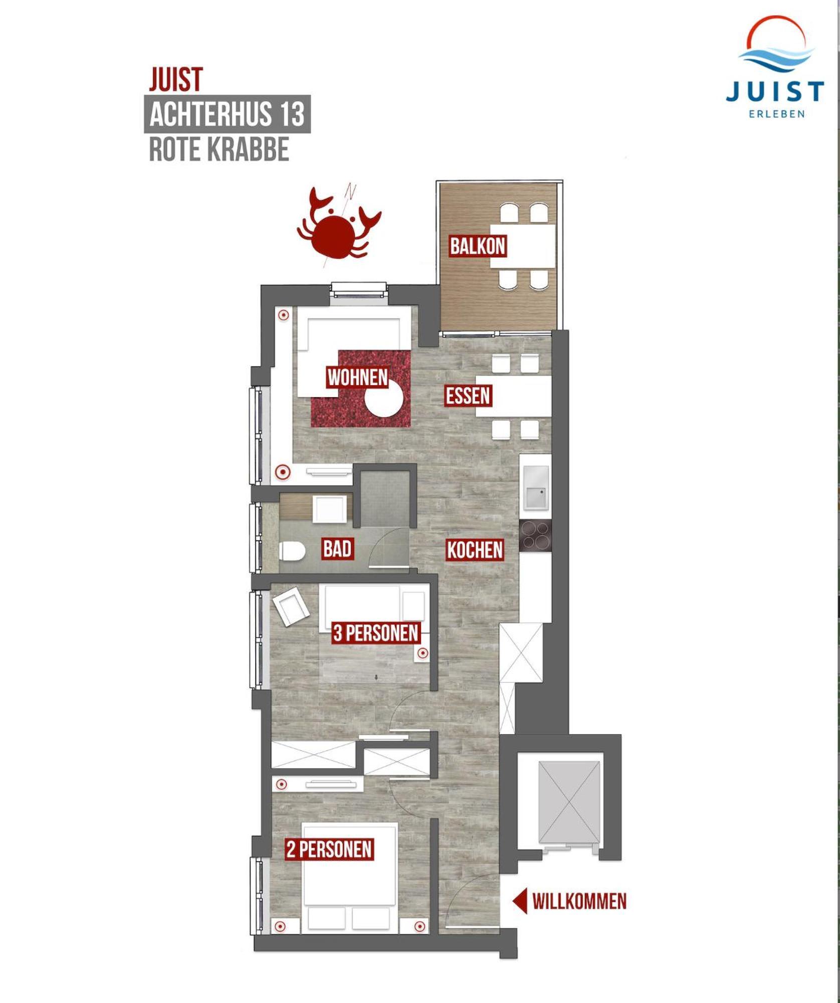 Haus Achterhus 213 - Wohnung 13 "Rote Krabbe" Đảo Đảo Juist Ngoại thất bức ảnh